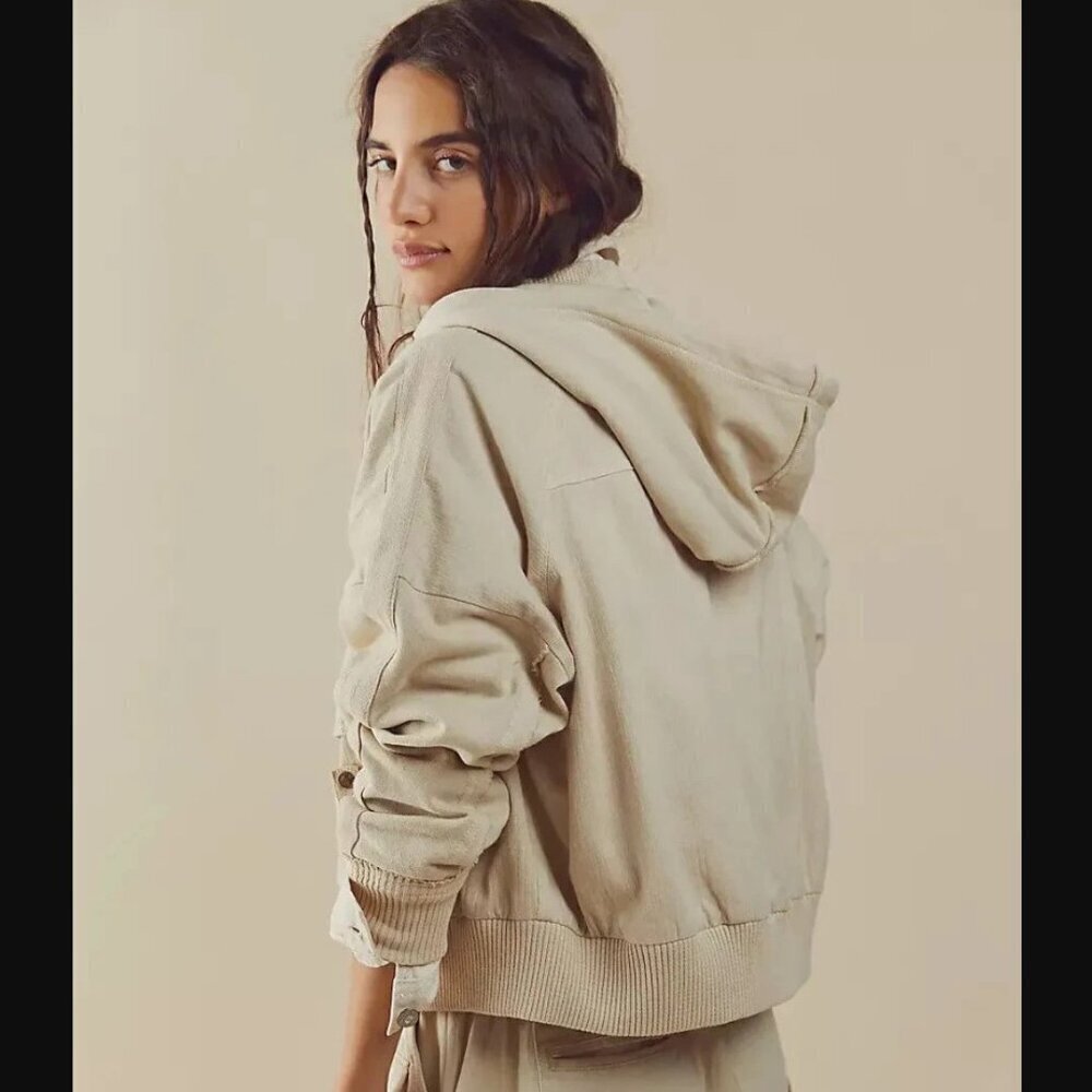 Free People Slouchy Hooded Bomber Jacket - Picture 2 of 9